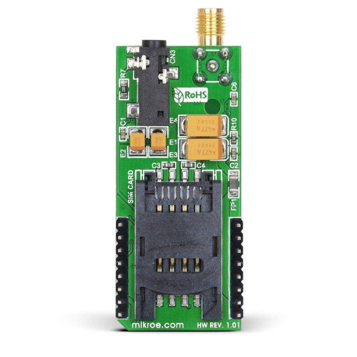 Vue arrière du module d'évaluation GSM Click - GL865-QUAD MIKROE-1298