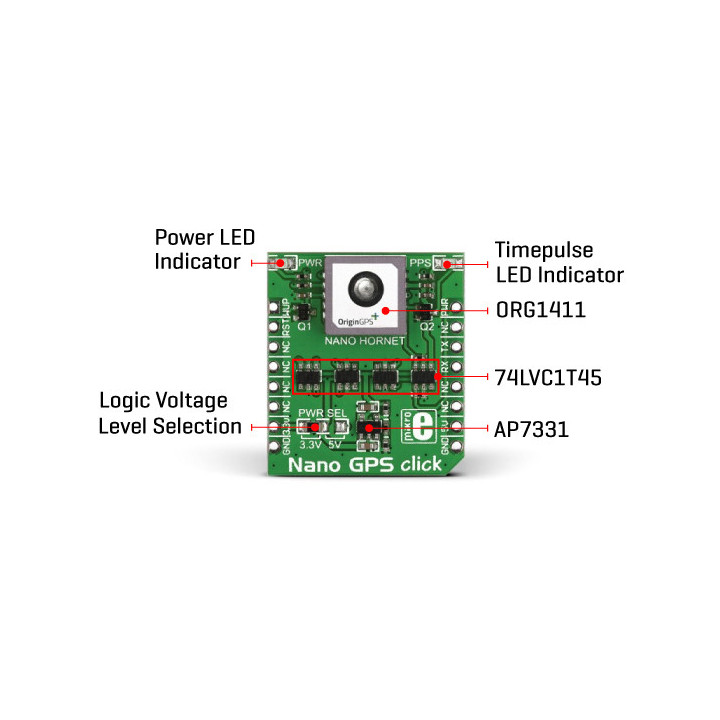 Caractéristiques du module NANO GPS Click - Nano Hornet MIKROE-191
