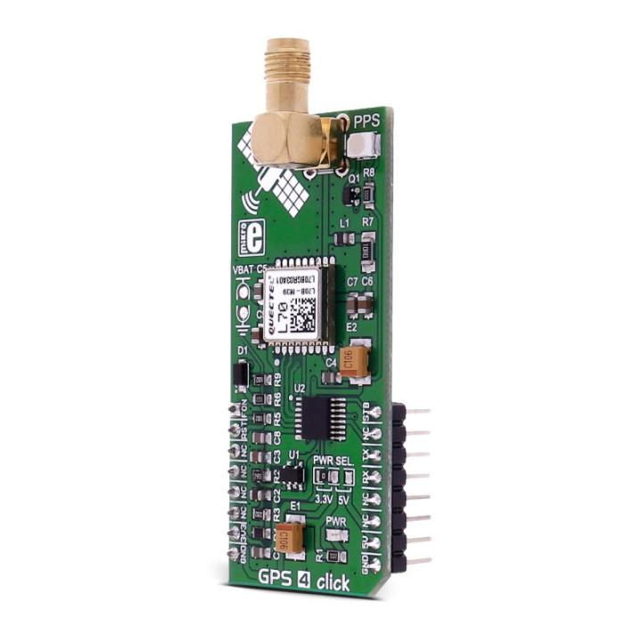 Vue de côté du module GPS 4 click - Quectel L70 MIKROE-2704