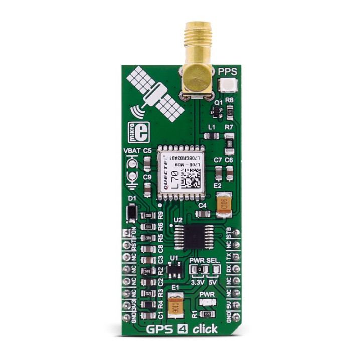 Vue de face du module GPS 4 click - Quectel L70 MIKROE-2704