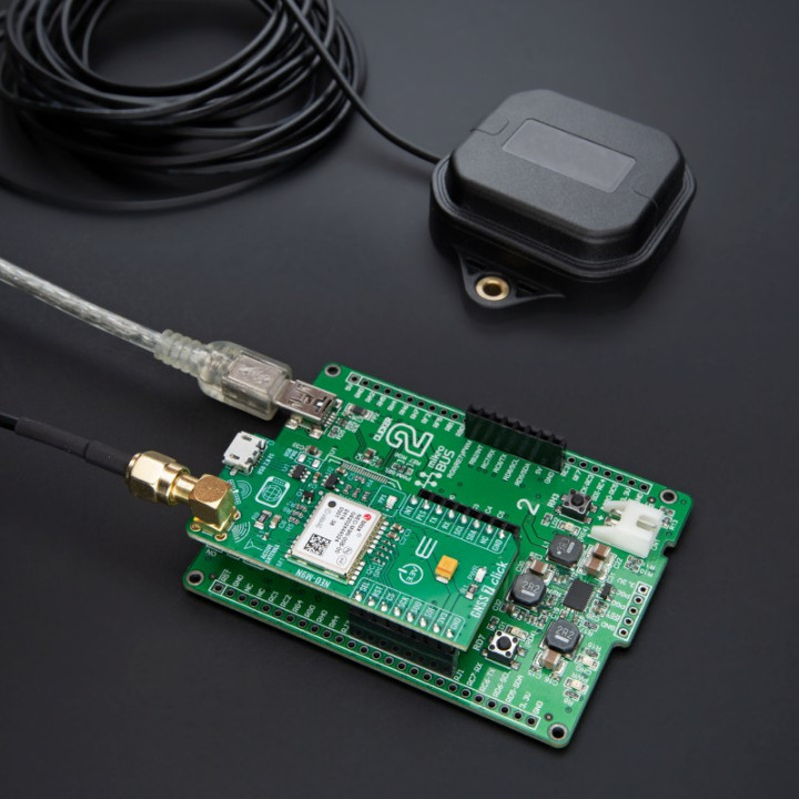 Exemple du module GNSS 7 click - u-blox™ NEO-M9N