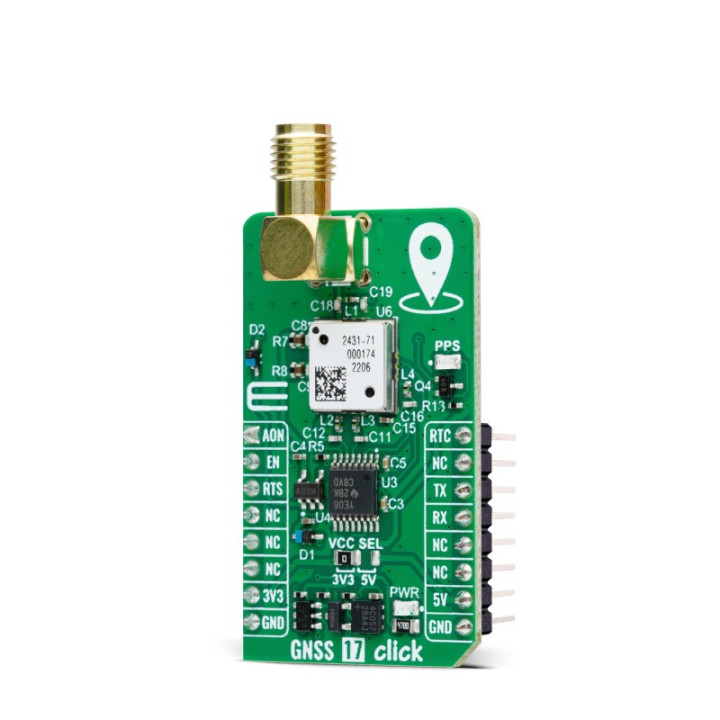 Vue de côté du module GNSS 17 click - M20071- MIKROE-6176