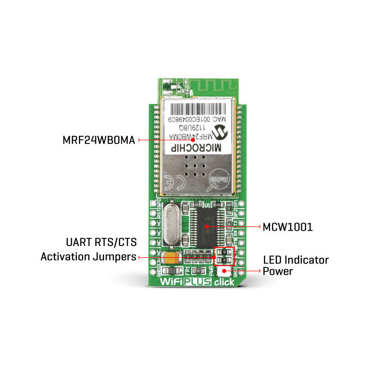 Caractéristiques du module WiFi Plus Click - MRF24WB0MA MIKROE-1135
