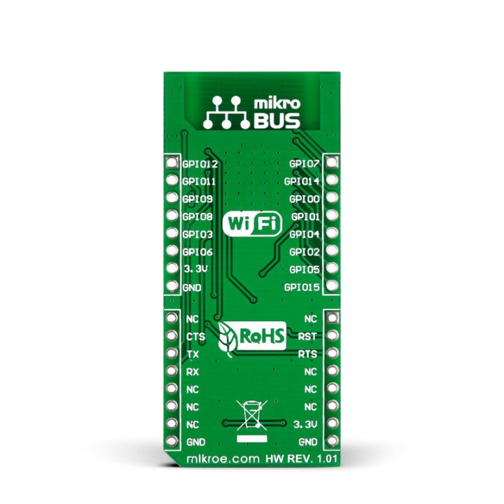 Vue arrière du module WiFi 4 Click board avec SPWF01SA