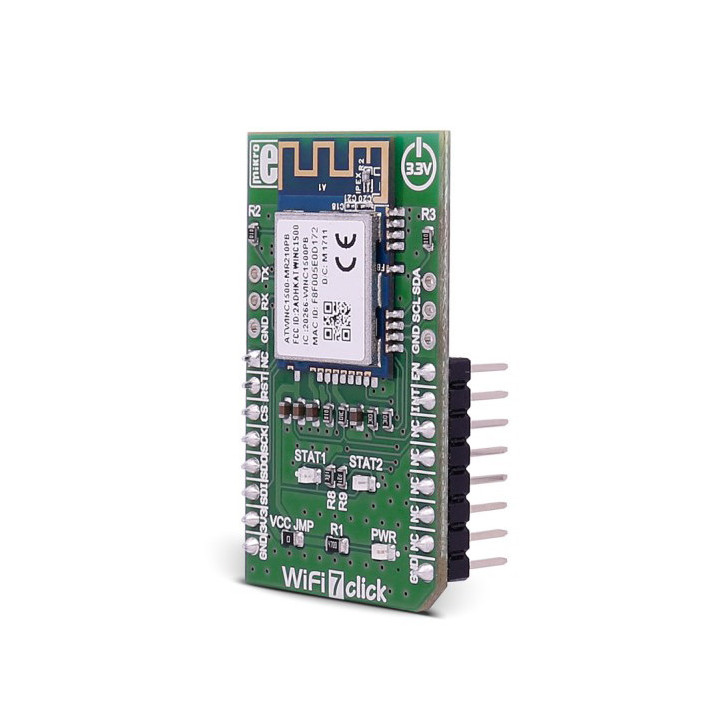 Vue de côté du module WiFi 7 Click - ATWINC1510-MR210PB