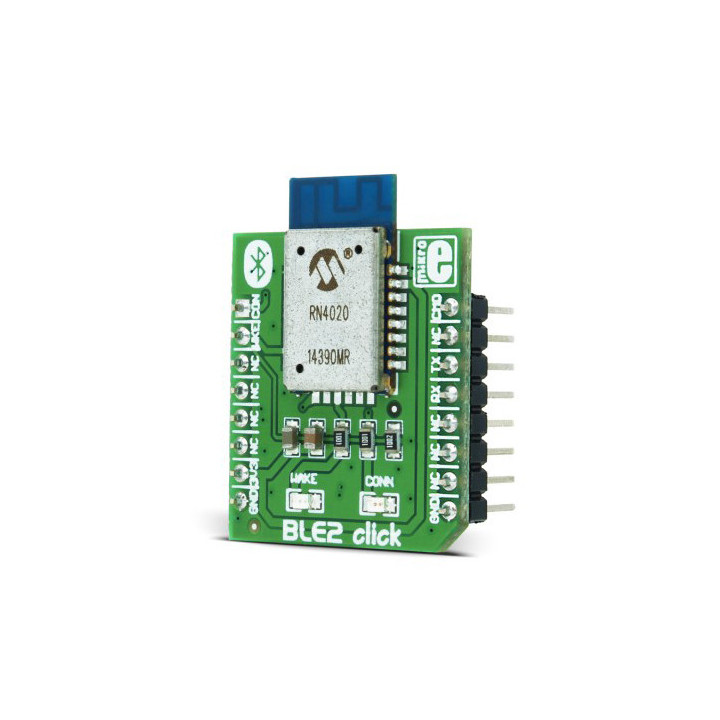 Vue de côté du module Bluetooth BLE2 Click - RN4020 - MIKROE-1715