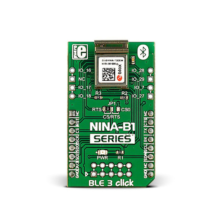 Vue de face du module bluetooth BLE3 Click - NINA-B1 - MIKROE-2471