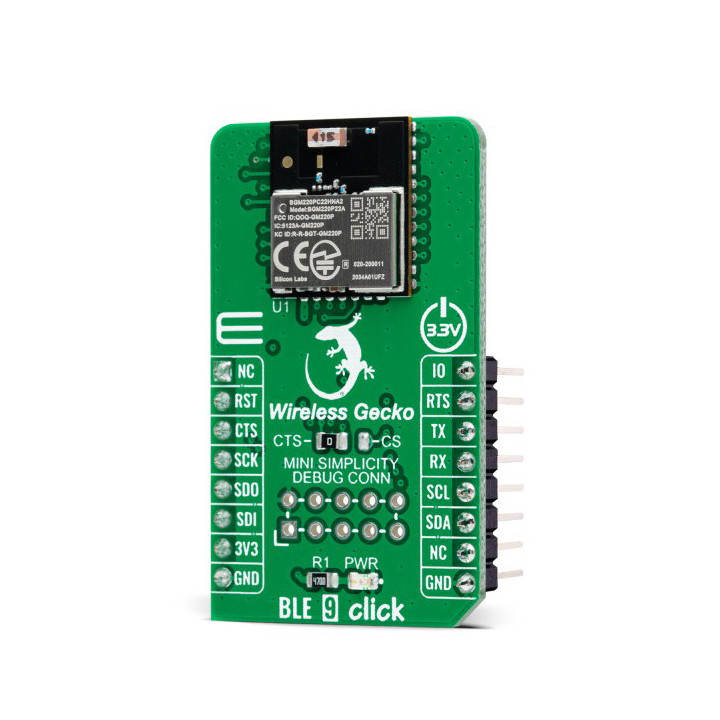 Vue de côté du module Bluetooth BLE 9 Click - EFR32BG22 - MIKROE-4487