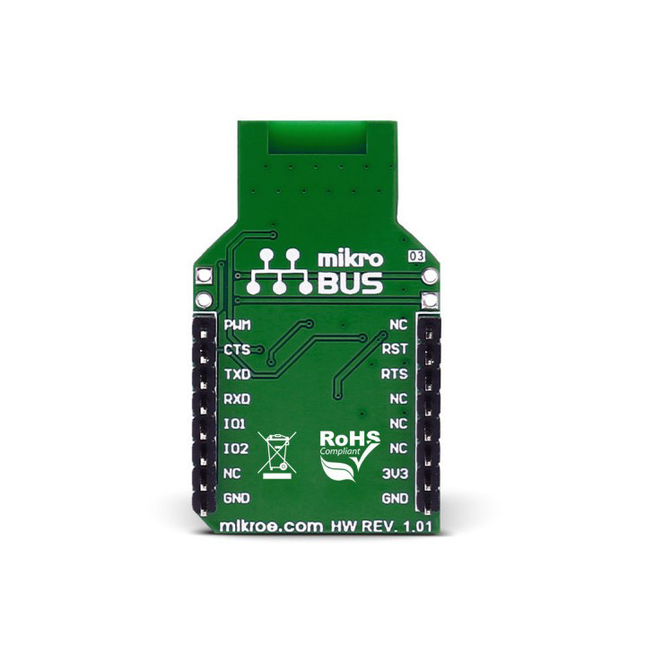 Vue arrière du module Bluetooth RN4870 click - MIKROE-2543