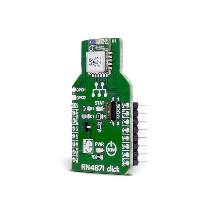 Vue de côté du module Bluetooth RN4871 click - MIKROE-2544