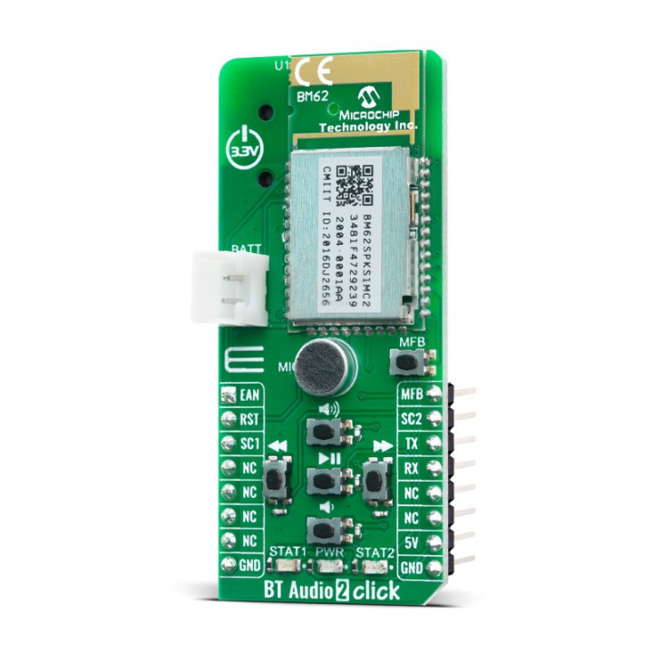 Vue de côté du module BT Audio 2 Click BM62 - MIKROE-4117
