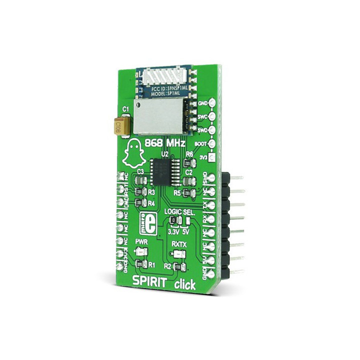 Vue de côté du module émetteur/récepteur SPIRIT click SP1ML - MIKROE-2568