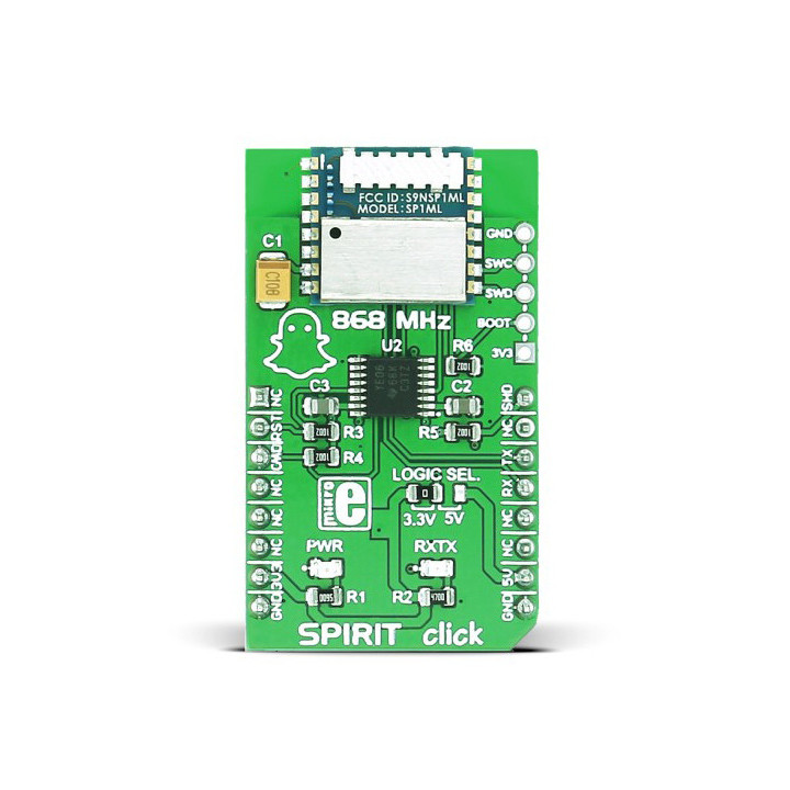 Vue de face du module émetteur/récepteur SPIRIT click SP1ML - MIKROE-2568
