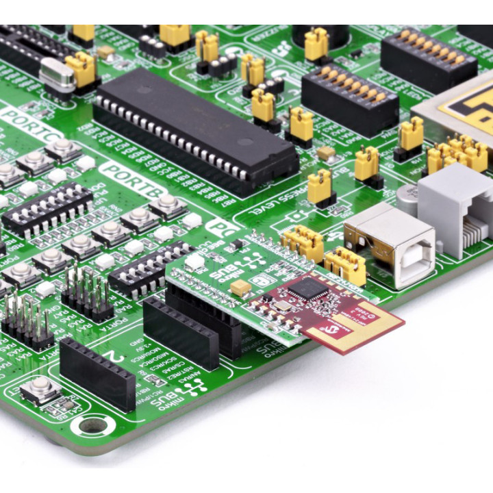 Exemple d'usage sur une carte Mikroelektronica du Module Bee Click Board MRF24J40MA - MIKROE-987