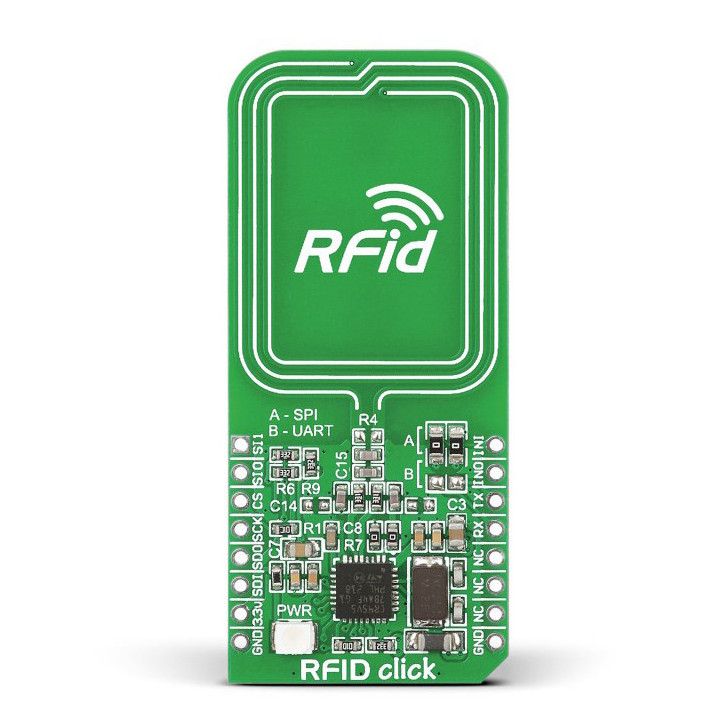 Vue de face du module RFID Click - CR95HF - NFC 13,56 MHz  MIKROE-1434