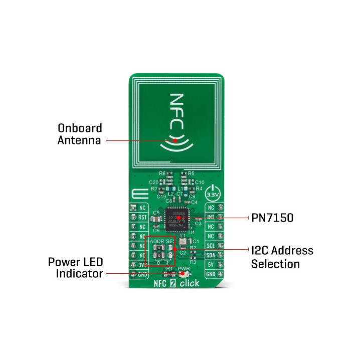 Caractéristiques du transceiver NFC 2 Click PN7150 - MIKROE-4309