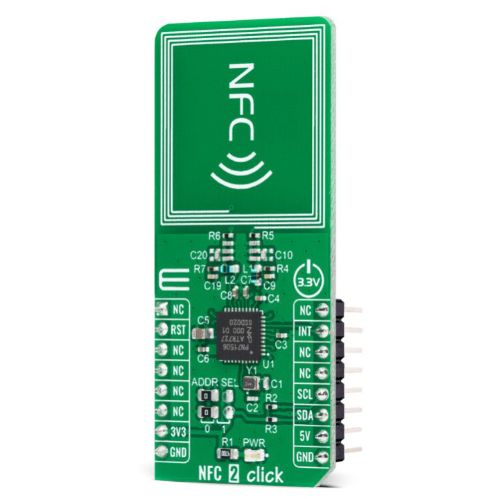 Vue de côté du transceiver NFC 2 Click PN7150 - MIKROE-4309