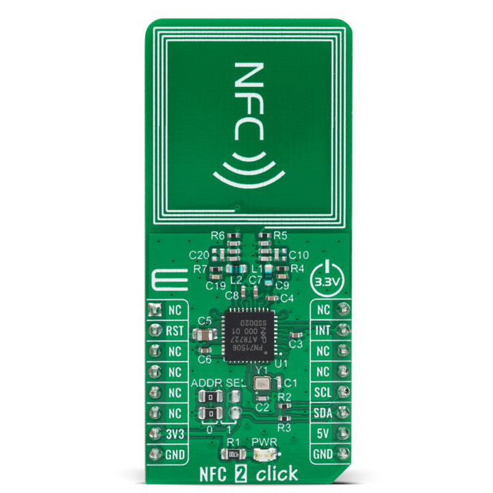 Vue de face du transceiver NFC 2 Click PN7150 - MIKROE-4309