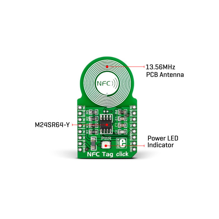 Caractéristiques du module NFC Tag Click MS24SR64 - MIKROE-1726