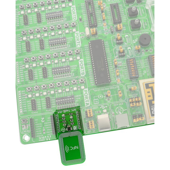 Exemple d'utilisation sur une carte Mikroelektronika du module NFC Tag 2 Click NT3H2111 - MIKROE-2462