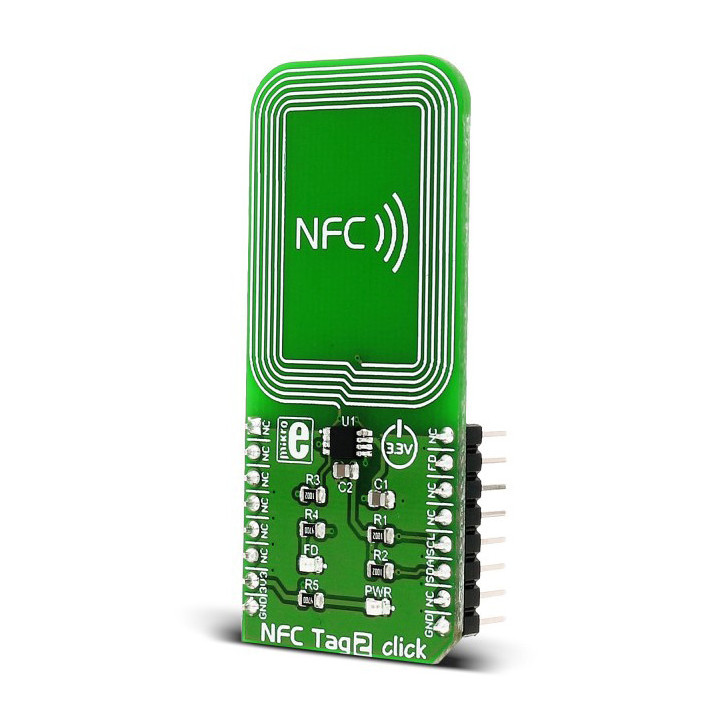 Vue de côté du module NFC Tag 2 Click NT3H2111 - MIKROE-2462