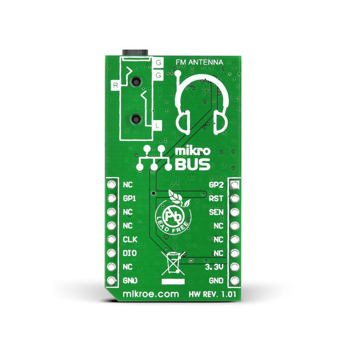 Vue arrière du module FM Click - Tuner radio FM Si4703 - MIKROE-1431