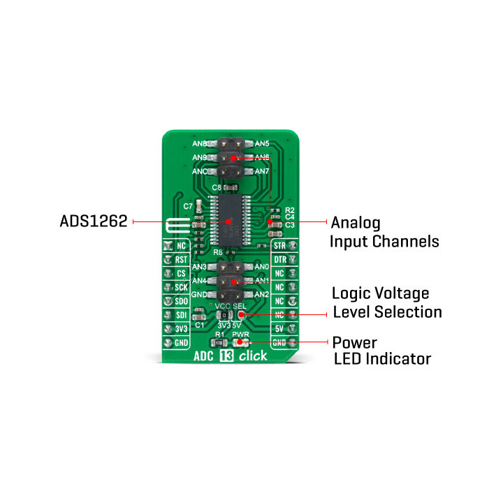 Caractéristiques du convertisseur ADC 13 click - MIKROE-4743