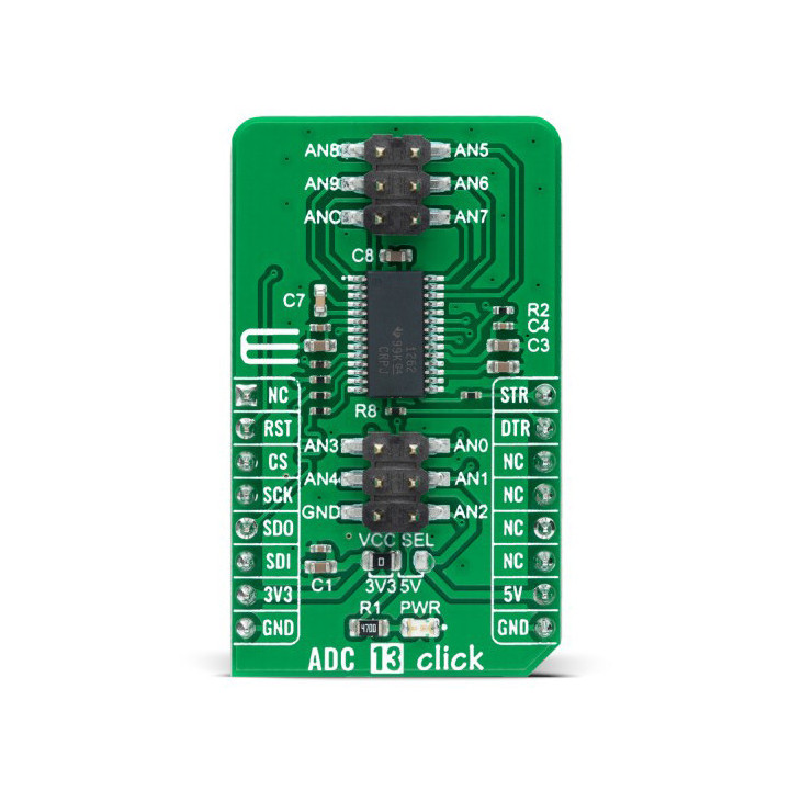 Vue face avant du convertisseur ADC 13 click - MIKROE-4743