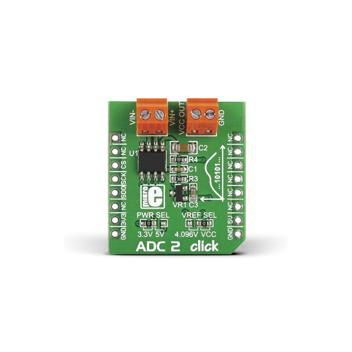 Vue de face du convertisseur ADC 2 click - MIKROE-1893