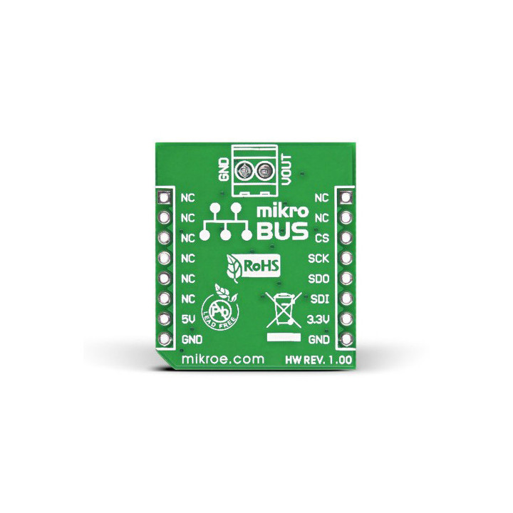 Vue arrière du convertisseur DAC Click - base MCP4921 - MIKROE-950