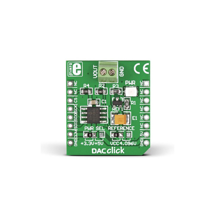 Vue de face du convertisseur DAC Click - base MCP4921 - MIKROE-950
