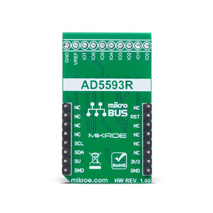 Vue arrière du convertisseur ADAC Click - base AD5593R - MIKROE-2690
