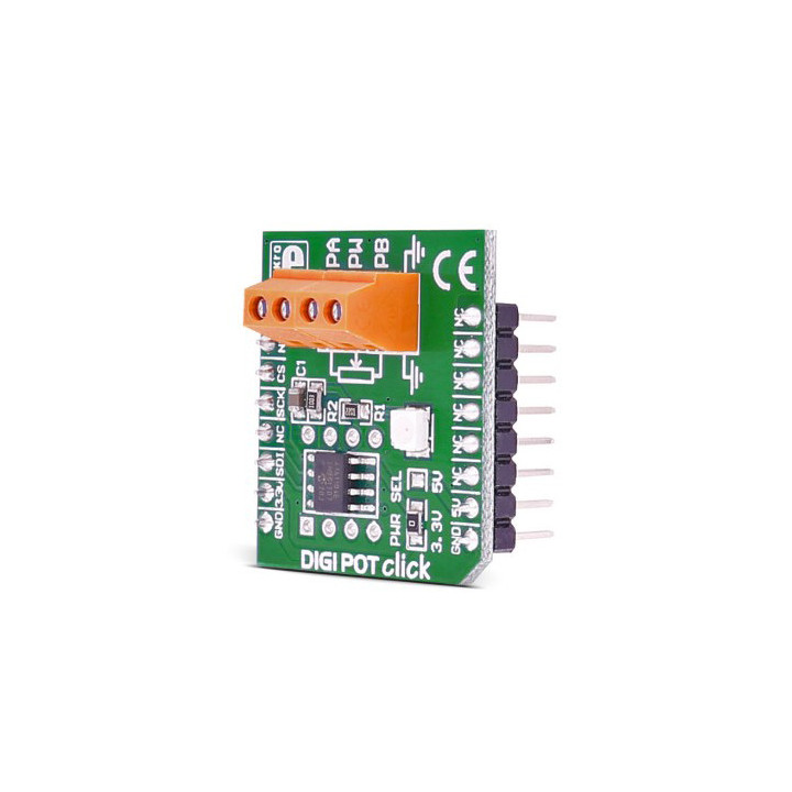 Vue de côté du module DIGI POT Click Board - MCP41010 - MIKROE-923
