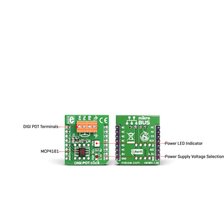 Caractéristiques du module DIGI POT Click Board - MCP41010 - MIKROE-923