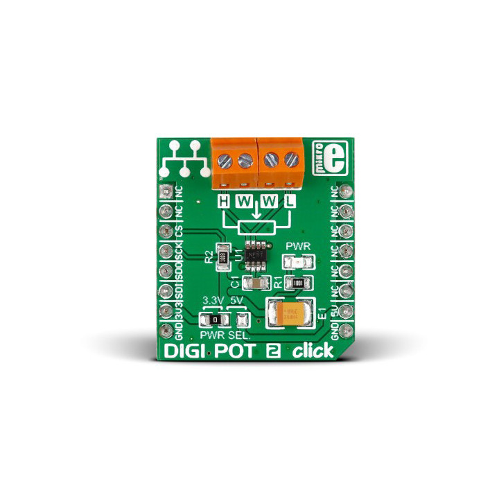 Vue de face du module DIGI POT 2 Click board TPL0501 - MIKROE-2332