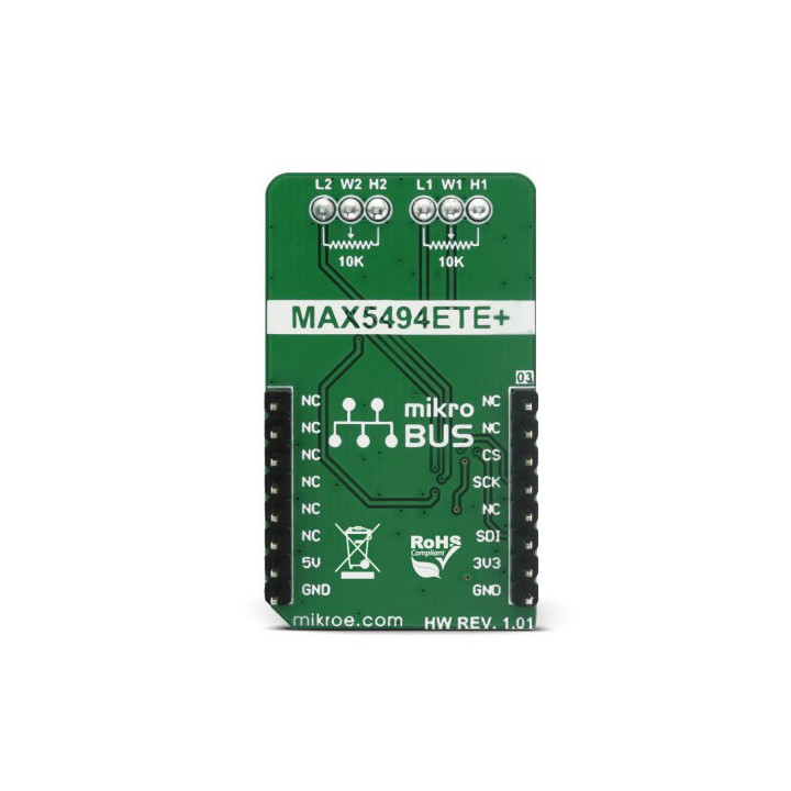 Vue arrière du module DIGI POT 4 click - base MAX5494 - MIKROE-2873