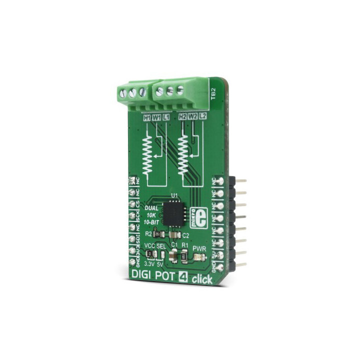 Vue de côté du module DIGI POT 4 click - base MAX5494 - MIKROE-2873