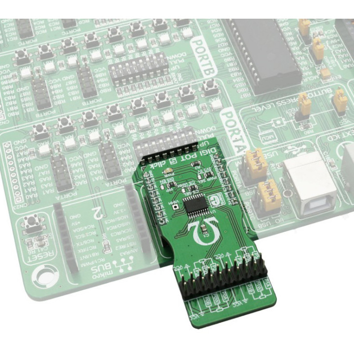 Exemple d'utilisation du module DIGIT POT 5 click board base MCP4361 - MIKROE-2863