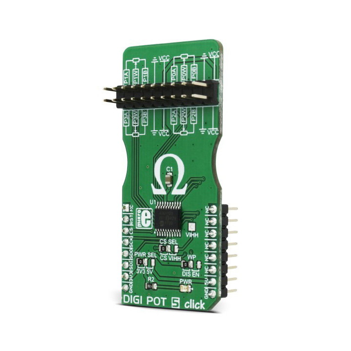Vue de côté du module DIGIT POT 5 click board base MCP4361 - MIKROE-2863
