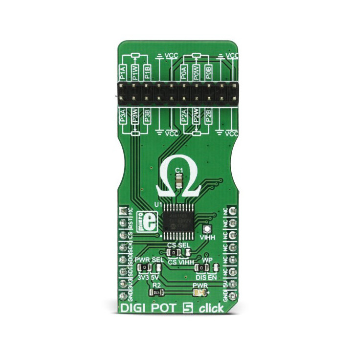 Vue de face du module DIGIT POT 5 click board base MCP4361 - MIKROE-2863