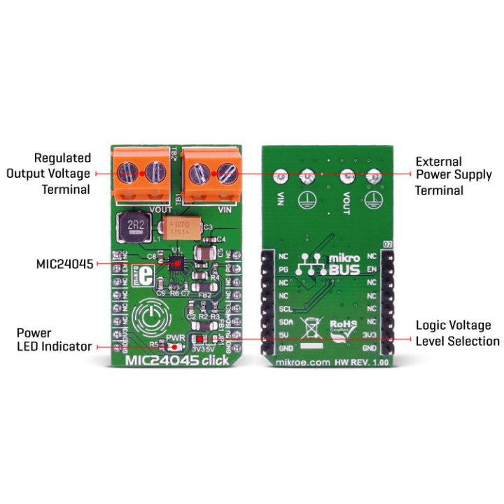 Caractéristiques du module MIC24045 click Board - MIKROE-2574