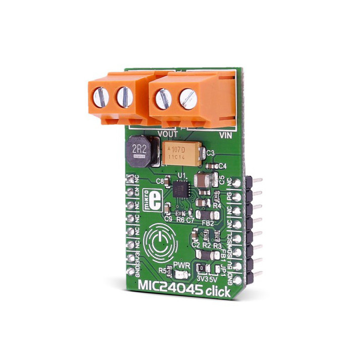 Vue de côté du module MIC24045 click Board - MIKROE-2574