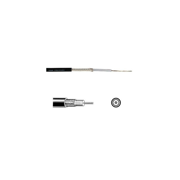 Câble coaxial noir RG58 - 50 ohms - 5 mm