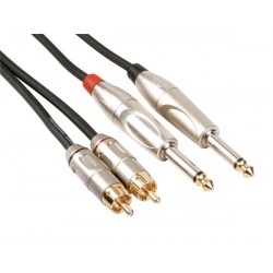 Cordon 2x jack 6,35mm - 2x RCA mâle (5m) - 1