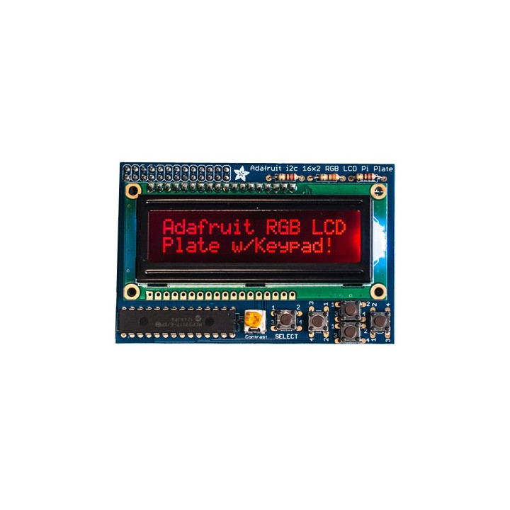 Shield afficheur 2 x 16 caractères RGB + boutons pour Raspberry 3