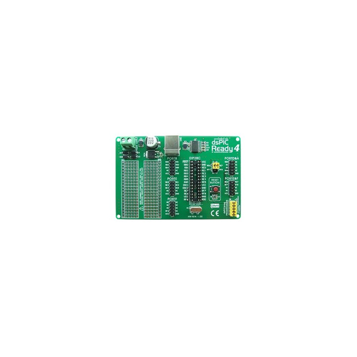 Platine d'expérimentation "dsPIC READY 4" pour dsPIC30F3010 