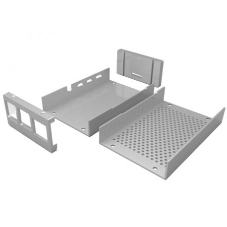 Vue éclatée du boîtier alu pour Raspberry Pi 4