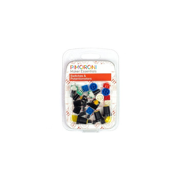 Assortiment de 15 boutons-poussoirs et 3 potentiomètres PIM248