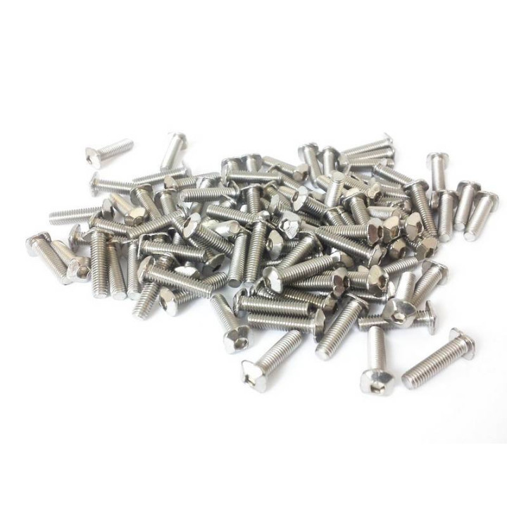 Pack de 100 vis M3 de 12 mm avec tête carrée spécialement conçues pour l'assemblage des profilés Makerbeam.