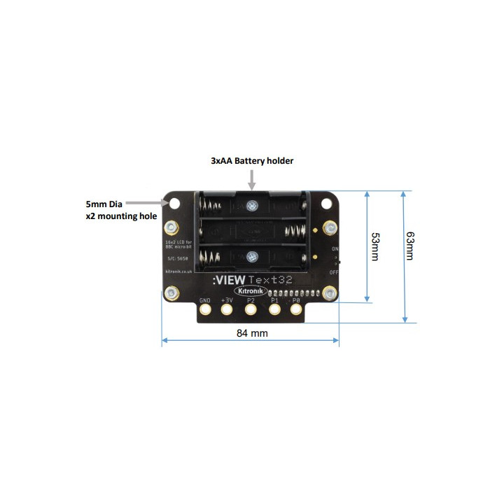 Vue arrière du LCD :VIEW text32 Kitronic 5650